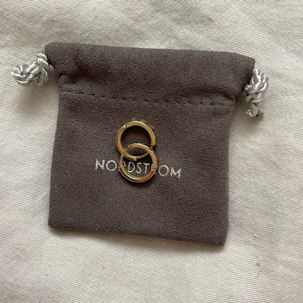 BONY LEVY 14K Gold Textured Huggie Hoop Earrings - Picture 7 of 7